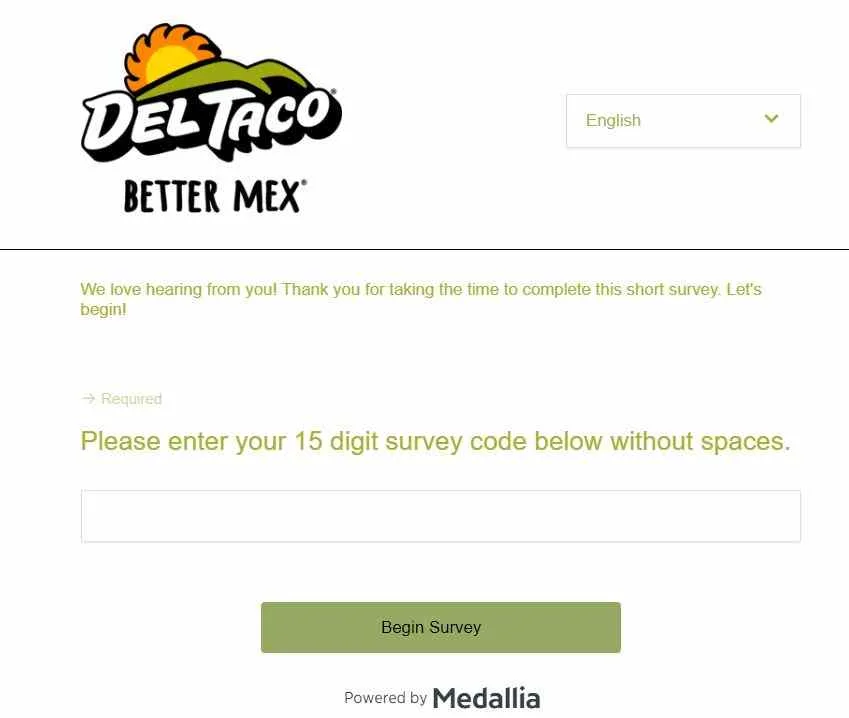 official Del Taco survey site
