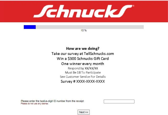 tellschnucks Enter the 12-digit survey code