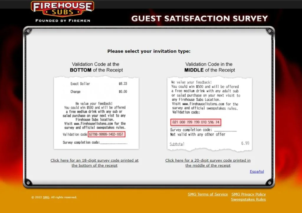 Firehouse Subs Survey Select your invitation type