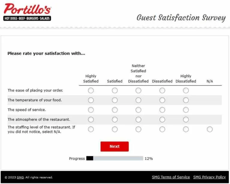 Portillos Guest Survey