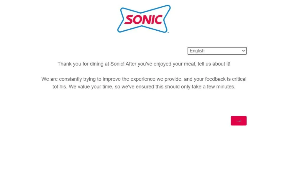 Sonic Drive In Survey Steps