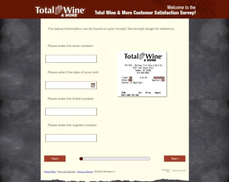 Tell Total Wine Survey Personal Details