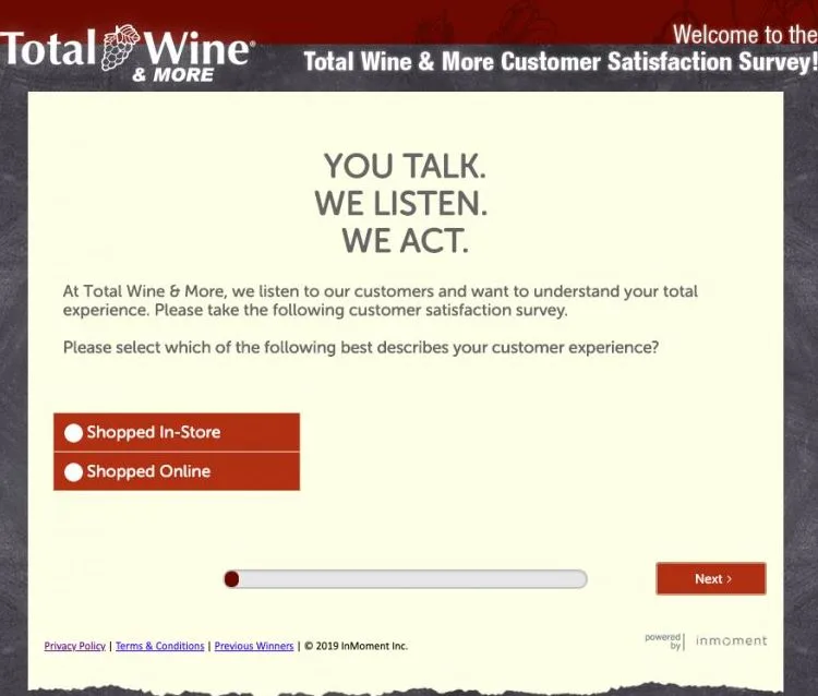 Tell Total Wine Survey next