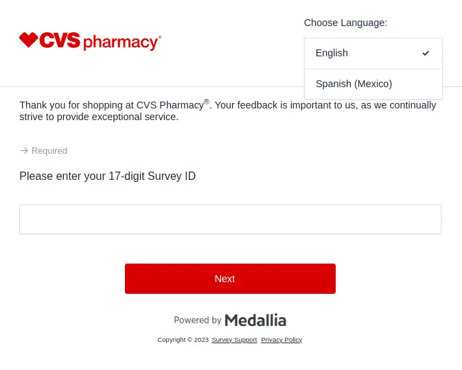 official CVS survey website