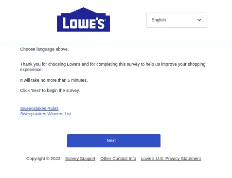 www lowes com survey homepage